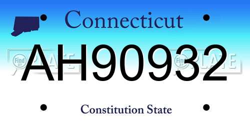 AH90932 Connecticut License Plate