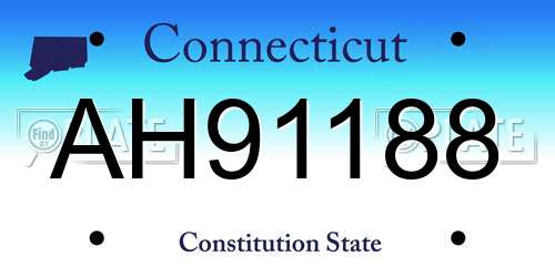 AH91188 Connecticut License Plate