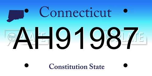 AH91987 Connecticut License Plate