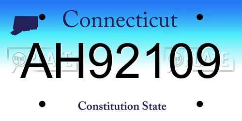 AH92109 Connecticut License Plate