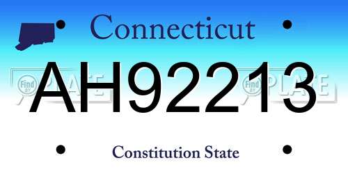 AH92213 Connecticut License Plate