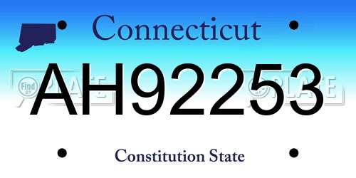 AH92253 Connecticut License Plate