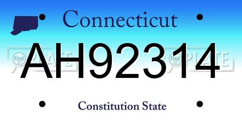 AH92314 Connecticut License Plate