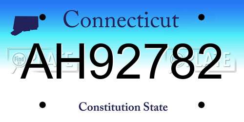 AH92782 Connecticut License Plate