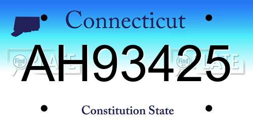 AH93425 Connecticut License Plate