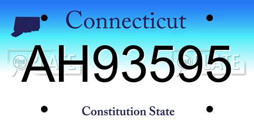 AH93595 Connecticut License Plate