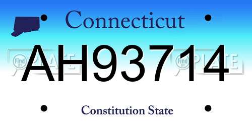 AH93714 Connecticut License Plate