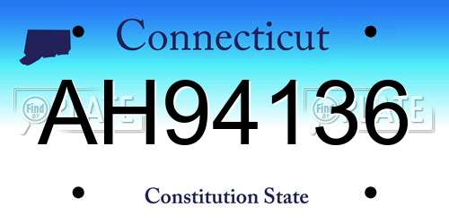 AH94136 Connecticut License Plate