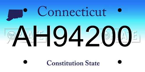 AH94200 Connecticut License Plate
