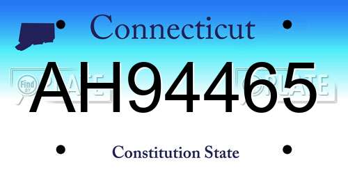 AH94465 Connecticut License Plate