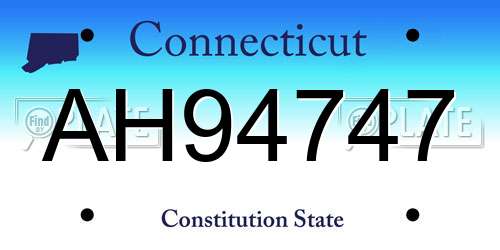 AH94747 Connecticut License Plate
