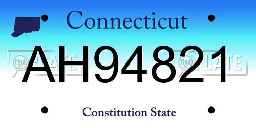 AH94821 Connecticut License Plate