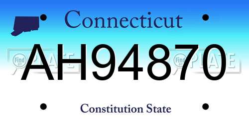 AH94870 Connecticut License Plate