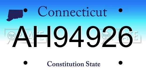 AH94926 Connecticut License Plate