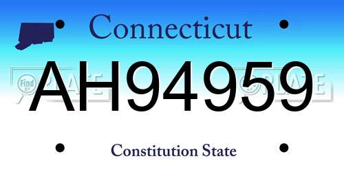 AH94959 Connecticut License Plate