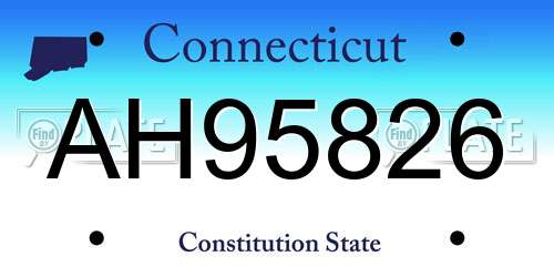AH95826 Connecticut License Plate