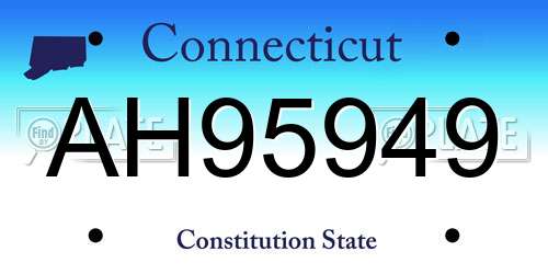 AH95949 Connecticut License Plate