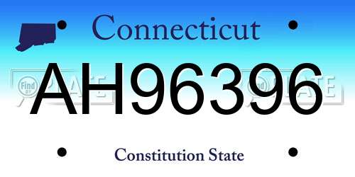 AH96396 Connecticut License Plate