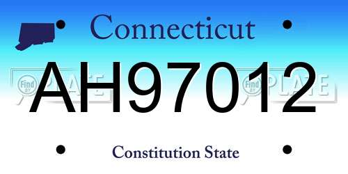 AH97012 Connecticut License Plate