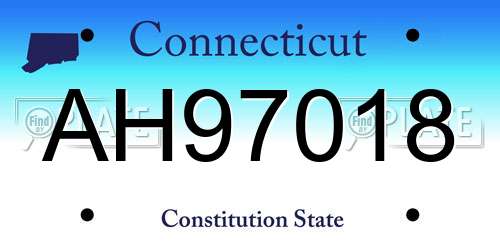 AH97018 Connecticut License Plate