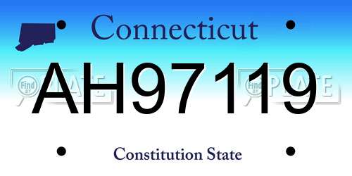 AH97119 Connecticut License Plate