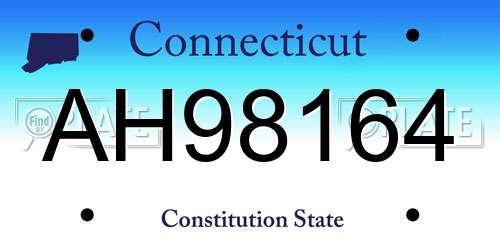AH98164 Connecticut License Plate