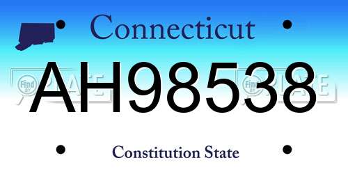 AH98538 Connecticut License Plate