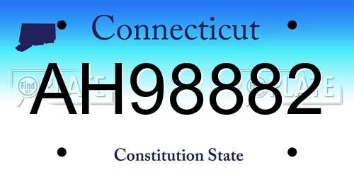AH98882 Connecticut License Plate