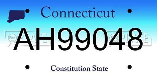 AH99048 Connecticut License Plate