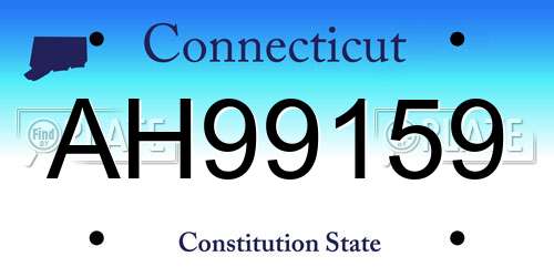 AH99159 Connecticut License Plate