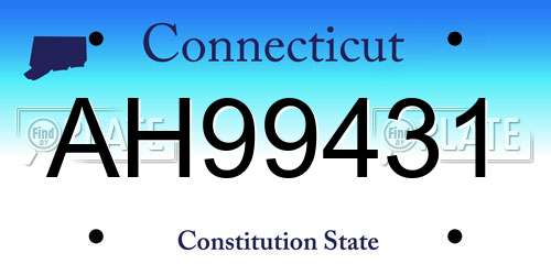AH99431 Connecticut License Plate