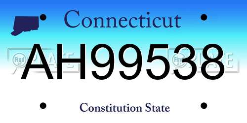 AH99538 Connecticut License Plate
