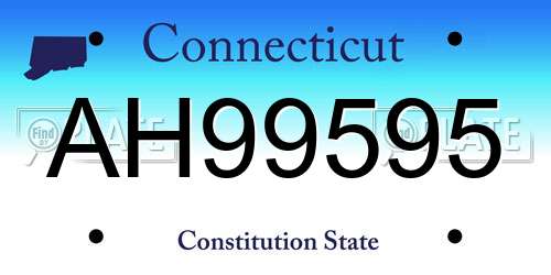 AH99595 Connecticut License Plate