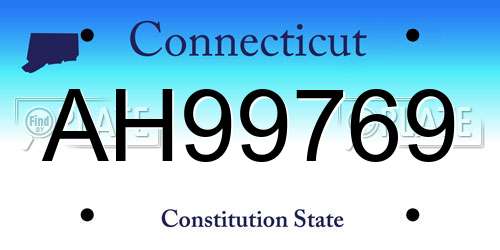 AH99769 Connecticut License Plate