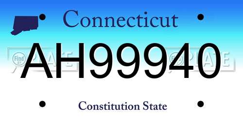 AH99940 Connecticut License Plate