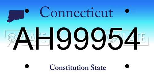 AH99954 Connecticut License Plate