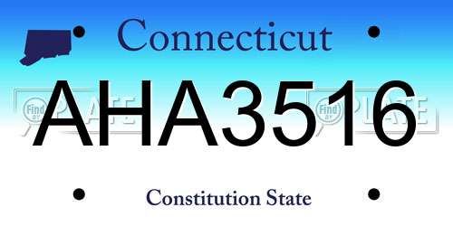 AHA3516 Connecticut License Plate
