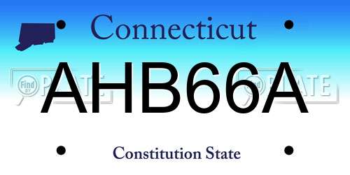AHB66A Connecticut License Plate
