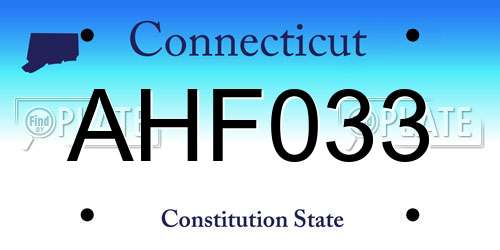 AHF033 Connecticut License Plate