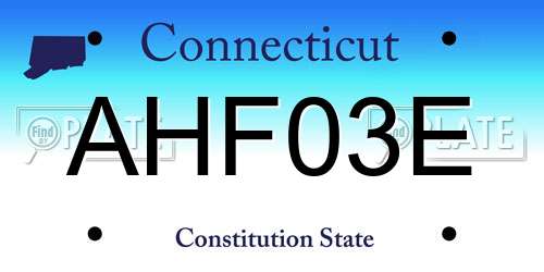 AHF03E Connecticut License Plate