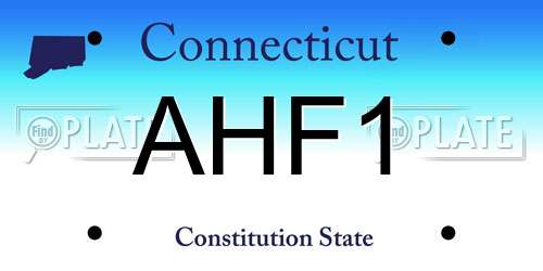 AHF1 Connecticut License Plate