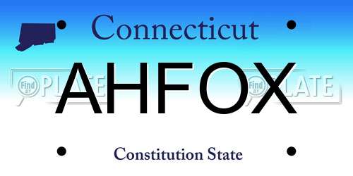 AHFOX Connecticut License Plate