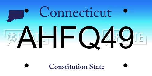 AHFQ49 Connecticut License Plate