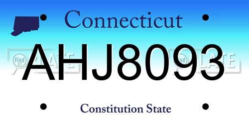 AHJ8093 Connecticut License Plate