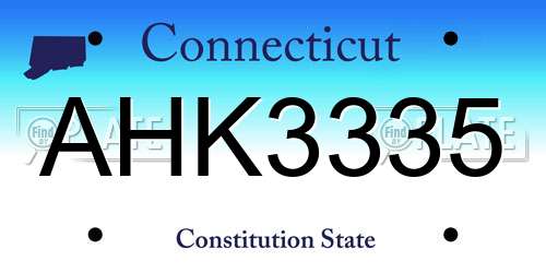 AHK3335 Connecticut License Plate