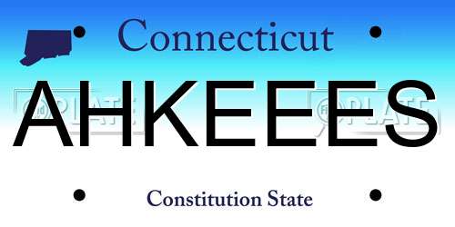 AHKEEES Connecticut License Plate
