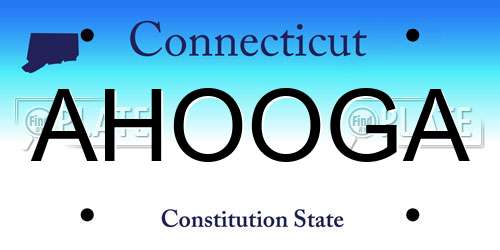 AHOOGA Connecticut License Plate