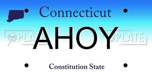 AHOY Connecticut License Plate