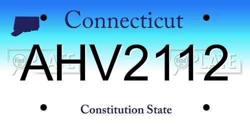 AHV2112 Connecticut License Plate