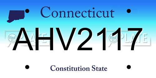AHV2117 Connecticut License Plate